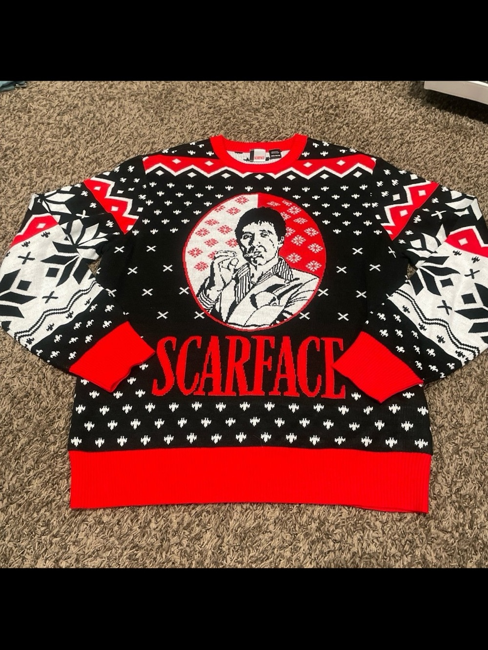 Scarface Al Pacino Christmas crewneck sweater adult medium